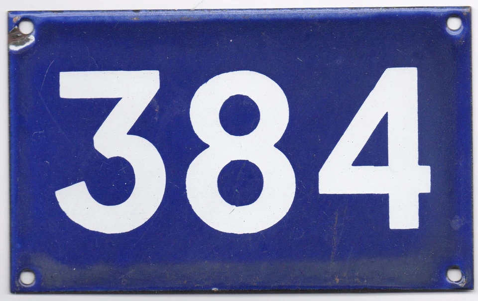 Antiguo australiano usado casa número 384 puerta puerta esmalte metal letrero francés azul Foto 1 de 1
