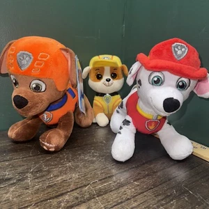 Paw Patrol 3pc set Zuma Rubble Marshall Beanbag Plush 6" Stuffed 2017Spin Master - Picture 1 of 9