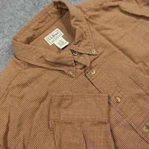 LL Bean Camicia Uomo Extra Large Alta Misto Lana Marrone Micro Piede di Poule - Foto 1 di 7