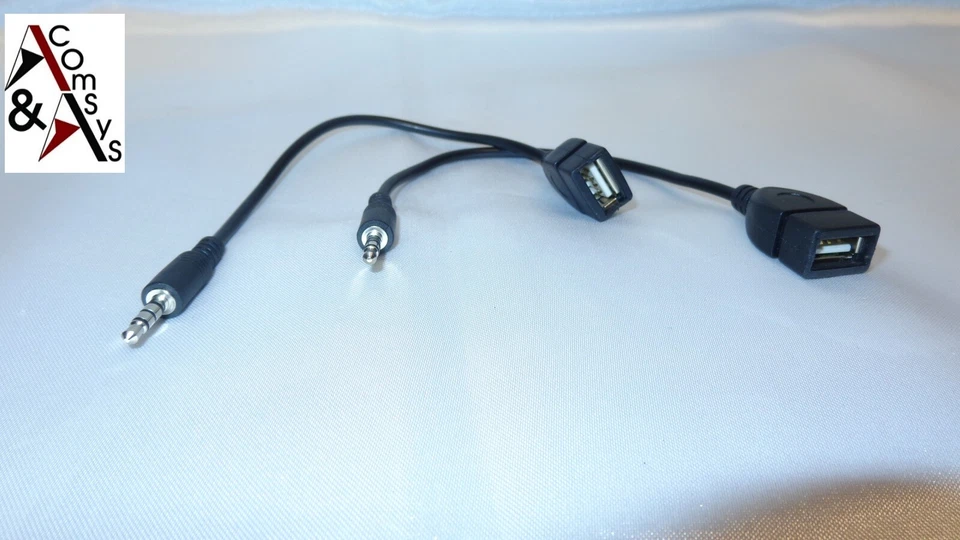 20cm Adapter USB Type A auf 3.5mm Klinke Audio AUX Buchse/Stecker  - Bild 1 von 1