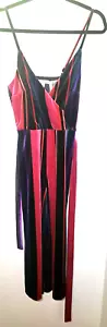 Speechless Jumpsuit XS Streifen Velour Samt Crop Strampler Gürtel rosa schwarz - Bild 1 von 18