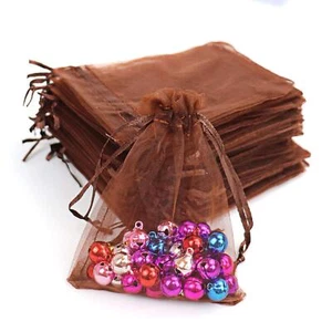 Lautechco 100Pcs Organza Bags 3x4 inches Brown Organza Gift Bags Small Mesh B... - Picture 1 of 6