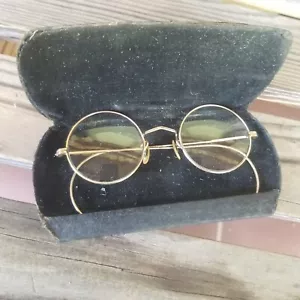 Vintage 12kt gold filled wire rim glasses with case, early 20th century - Picture 1 of 8