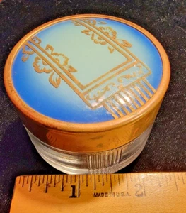 Vintage Powder Pill Makeup Cream Glass Jar ART DECO design enamel lid? - Picture 1 of 9