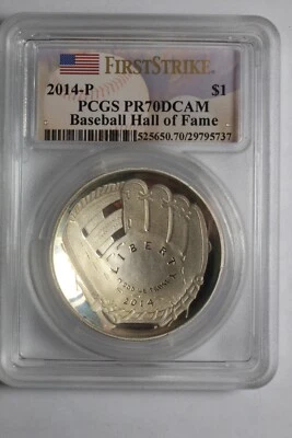 2014 P Baseball Hall Fame Silver Dollar PCGS PR70DCAM #737 - Image 1 of 2