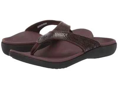 Шлепанцы женские Spenco Yumi коричневые змеиные стринги средние - Изображение 1 из 4