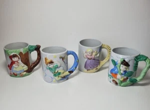Vintage JNSY Märchen Tassen Menge 4 Peter Pan Rotkäppchen Aschenputtel 3,5"  - Bild 1 von 12