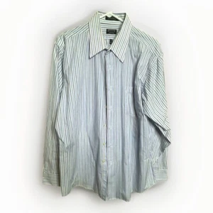 Arrow Men's LS Wrinkle-Free FITTED Blue Striped Dress Shirt, Size XL 17 34/35 - Picture 1 of 11