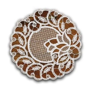 High quality round white crochet guipure lace doily/table mat/napkin Ø24cm-9.4" - Picture 1 of 2