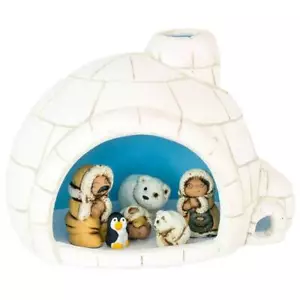 Handmade Unique Unusual Igloo Ceramic Eskimo Nativity 4" - Picture 1 of 8