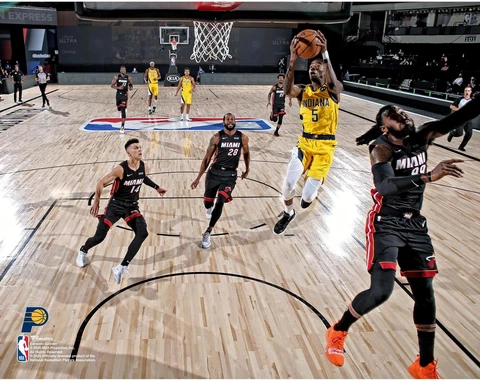 Edmond Sumner Indiana Pacers Unsigned 2020 Playoffs Shooting Photo Cover