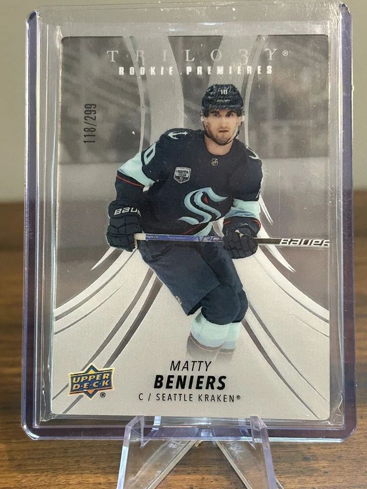 Matty Beniers 2022-23 UD Trilogy Rookie Premieres GLASS SP RC 118/299 - Image 1 of 2