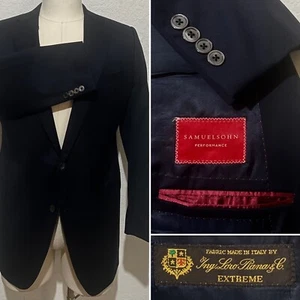 Samuelsohn Loro Piana Extreme Wool Navy Blue Blazer Sport Coat 48R Slim Fit - Picture 1 of 19