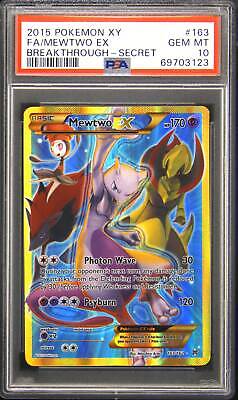 2015 Pokemon BREAKTHROUGH 163 Mewtwo EX Secret Rare Pokemon TCG Card PSA 10