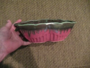 Vintage RRPCO Roseville 388-12 Rectangle Pink Green Dripping Glaze Planter - Picture 1 of 9