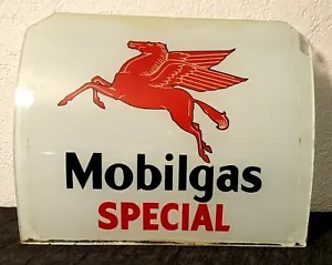 Vintage National A-38 Gas Pump MOBILGAS SPECIAL curved ad GLASS - A38 mobil sign - Picture 1 of 12