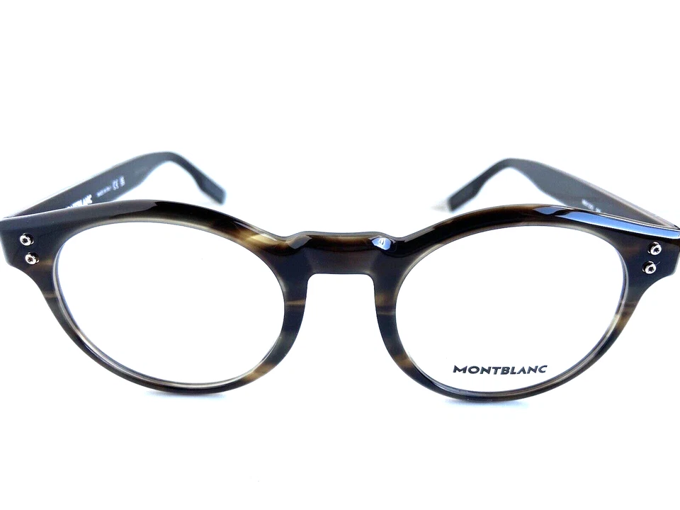 MONTBLANC MB 155O 003 51mm Gray Round Men's Women's Eyeglasses Frame Italy