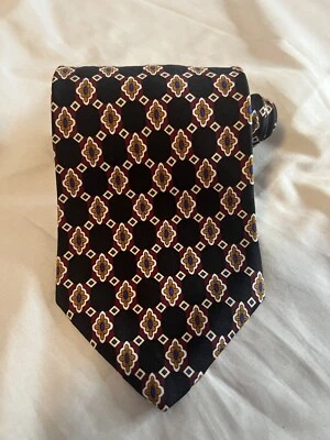 Corbata Robert Stock negra/granate/naranja/azul/marfil 100 % seda 56"x3,75" Foto 1 de 4