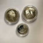 3 Silbermünzen Bermuda 1 Dollar, 1988 + Palau 2 Dollar, 2008