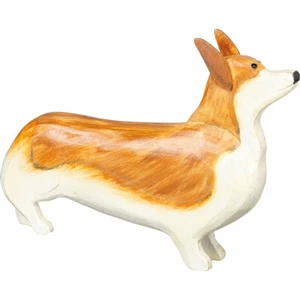 Statuina Sitter Corgi Grossa in Legno Massello - Foto 1 di 1