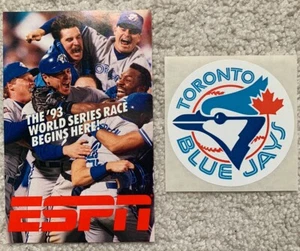 1992 Toronto Blue Jays World Champions Vintage ESPN Baseball Spielplan Aufkleber - Bild 1 von 2