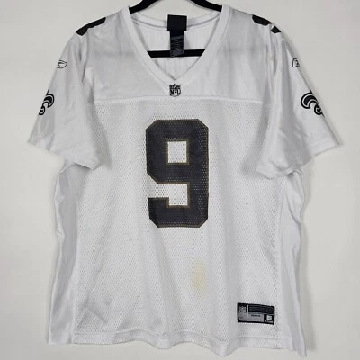 Camiseta de fútbol americano blanca 2XL del equipo NFL Reebok Drew Brees 9 New Orlean Saints Foto 1 de 4