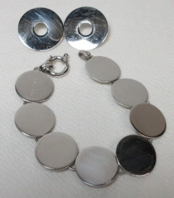 JUEGO DE PENDIENTES PULSERA ESLABONES REDONDOS PLATA ESTERLINA PIANEGONDA Foto 1 de 4