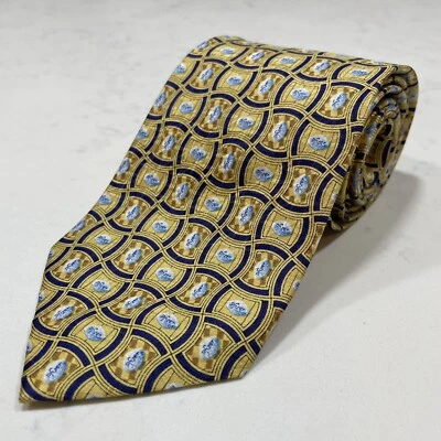 Corbata de seda PFIZER TIE VIAGRA para hombre pastillas tabletas DORADO AZUL GEOMÉTRICA NUEVA Foto 1 de 4