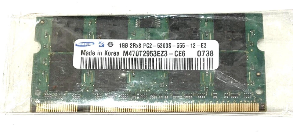 [New Old Stock] Samsung 1GB DDR2 RAM PC2-5300 667MHz M470T2953EZ3-CE6 - Image 1 of 2