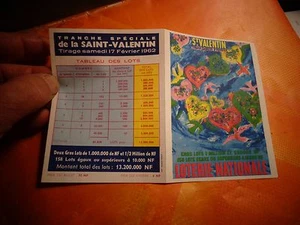 Ancien Dépliant pour Billets de la Loterie Nationale St Valentin 1962 Lesourd - Imagen 1 de 2