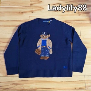 NWT Polo Ralph Lauren O Fall Bear Wool-cashmere Sweater Women’s Blue Color$398 - Picture 1 of 12