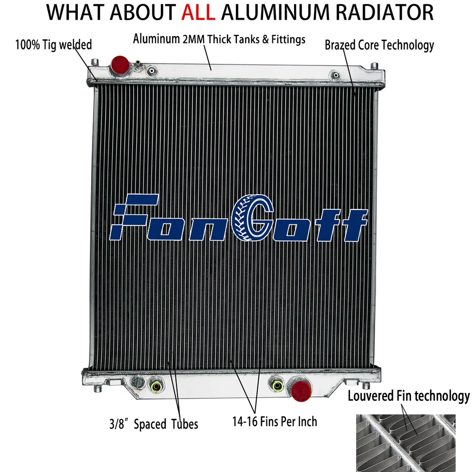 4 Row Radiator Aluminum For 03-07 Ford F250 F350 F450 Excursion 6.0L Powerstroke Foto 1 de 4