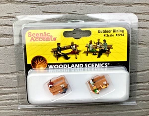 Woodland Scenics Accents 1/160 N Scale Outdoor Dining Picnic Table Set # 2214 FS - Picture 1 of 9