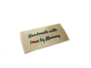 Handmade with love by Mammy labels tags - Sew In Cream Ribbon - 25x40mm Flat - Picture 1 of 1