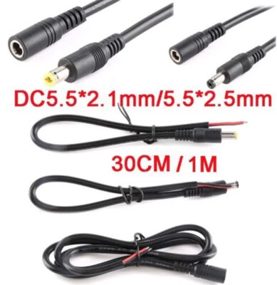 5.5*2.1mm/2.5mm Male Female DC Power Socket Jack Plugs Wire Connector Cable CCTV - Image 1 of 4