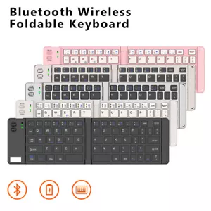 Foldable Wireless Mobile Phone Keyboard Ultra Slim Bluetooth Rechargeable iOS An - Picture 1 of 12