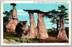 Vtg Colorado Springs CO Dutch Wedding Rocks New Woodmen Sanatorium Postcard - Picture 1 of 2