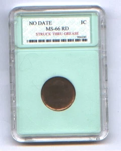 LINCOLN  CENT STRUCK THRU GREASE * OBVERSE AFFECTED * REVERSE FINE * NEAT ERROR - Picture 1 of 3
