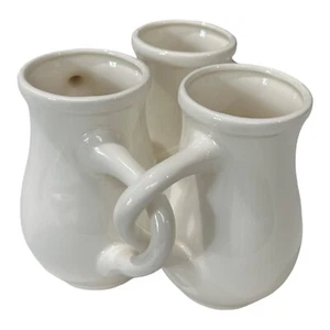 Fuddling Vessel Cup Vase Drinking Game Entwined Handle Earthenware Mid 1900s EUC - Picture 1 of 8