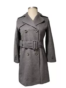 LANIFICIO CONFEZIONI Womens Baby Alpaca GRAY BELTED COAT SIZE M EUC - Picture 1 of 12