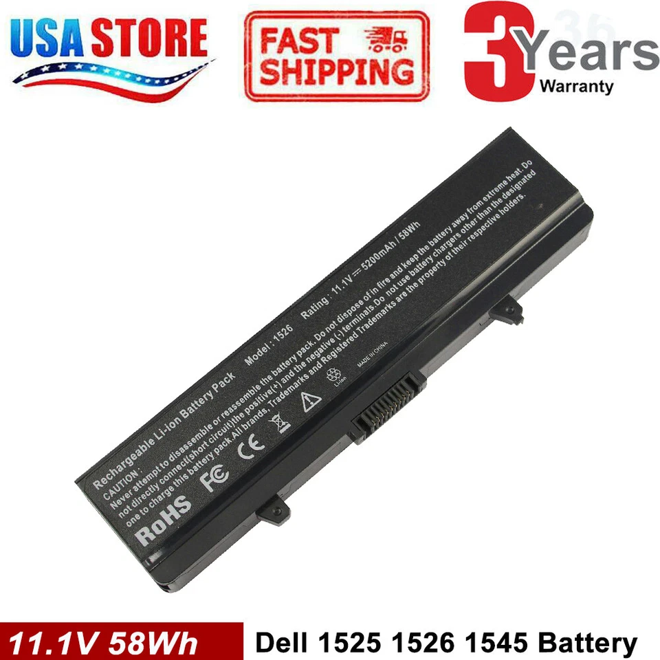 6 Cell Battery For DELL Inspiron 1525 1526 1545 GW240 RN873 XR693 Laptop Coolgo