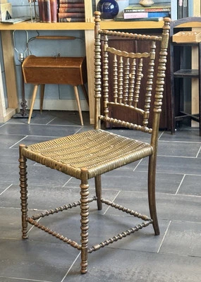 Antique French Bobbin Cane 19th Century Side Chair - Image 1 of 4