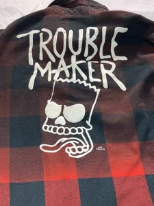 NEFF x The Simpsons Herren XL Hemd Trouble Maker Knopfleiste kariert rot - Bild 1 von 15