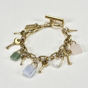 COACH Chain Bracelet Logo Plate Padlock Key Gold Women's i14349 - Picture 1 of 5