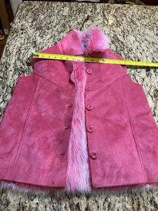 Lisa International Pink Faux Suede Fur Lined Vest  Size Small Excellent Conditi - Picture 1 of 10