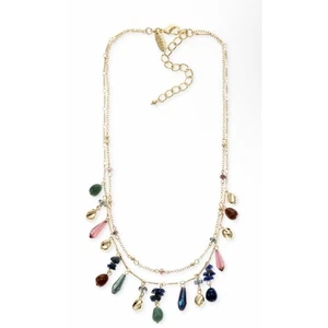 Goldfarbene Lagenlook Perlenkette Damenmode Trendy Stylisch Glänzend Chic NEU - Bild 1 von 7