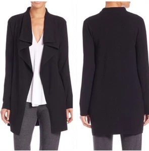 Theory Trincy Evian Wollmischung Strickjacke vorne offen drapiert schwarz Größe M klassisch - Bild 1 von 8