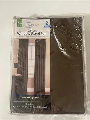Better Homes Gardens 84” Window Panel Pair Curtain Panel Set Costa Brown 40x84in - Image 1 of 4