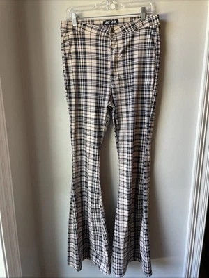 JC & JQ Jeans Plaid Bell Bottom Pants – S Flare Size XL 60’s Hippie Bohemian - Image 1 of 4