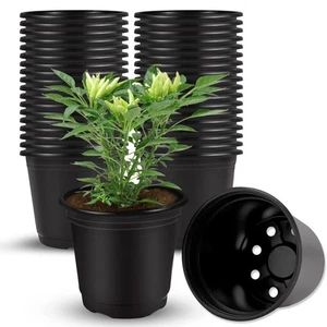 40 Pcs 4" Black Plastic Plant Nursery Seed Starting Pots for Succulent Seedli... - Picture 1 of 7